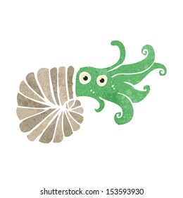 caricatura retro nautilus squid