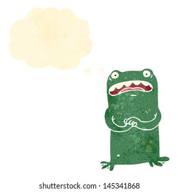 retro cartoon nervous frog