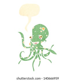 retro cartoon octopus with speech bubble