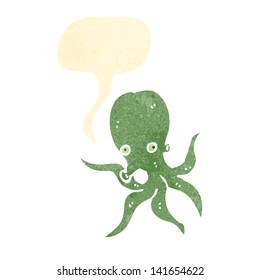 retro cartoon octopus with speech bubble