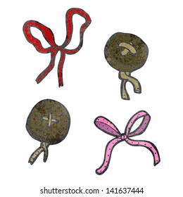 retro cartoon old buttons and bows