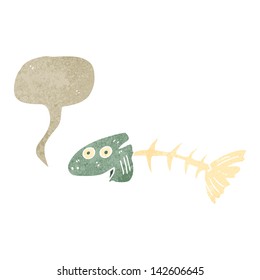 retro cartoon old fish bones