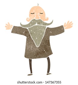 retro cartoon old man with open arms