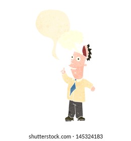retro cartoon open minded man with speech bubble