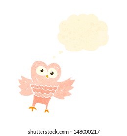 retro cartoon owl with thought bubble