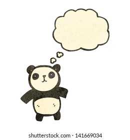 retro cartoon panda with thought bubble