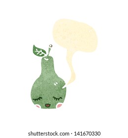 retro cartoon pear with speech bubble