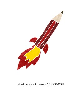 cohete de lápiz de dibujos animados retro