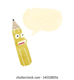 retro cartoon pencil with speech bubble