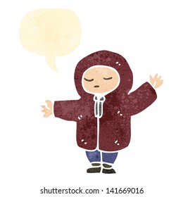 retro cartoon person in winter coat