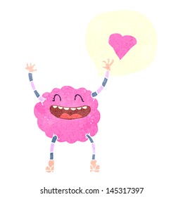 retro cartoon pink cloud monster