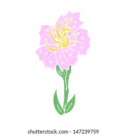 caricatura retro flor rosa