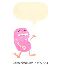 retro cartoon pink monster talking