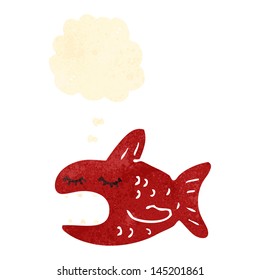 Retro-Cartoon-Piranha mit Gedankenblase