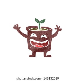 retro cartoon plant pot