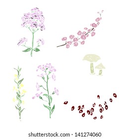 retro cartoon plants