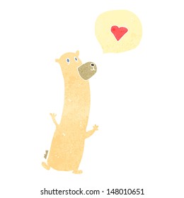 retro cartoon polar bear in love