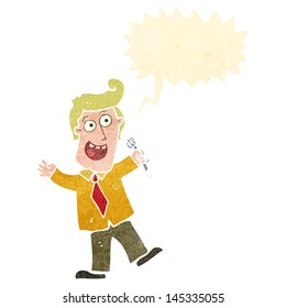 retro cartoon presenter man