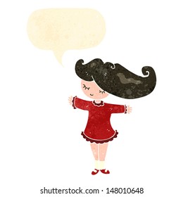retro cartoon pretty girl with speech bubble