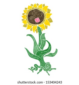retro cartoon pretty sunflower