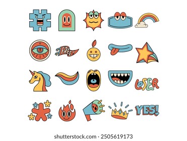 Retro Cartoon Psychedelic Sticker Set