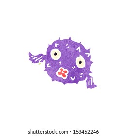 retro cartoon puffer fish