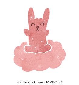 retro cartoon rabbit on cloud