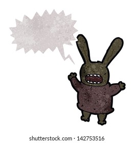 retro cartoon rabbit with speech bubble