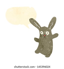 retro cartoon rabbit with speech bubble