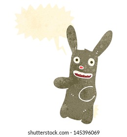 retro cartoon rabbit with speech bubble