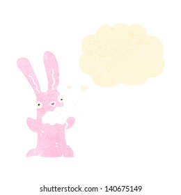 retro cartoon rabbit with thought bubble