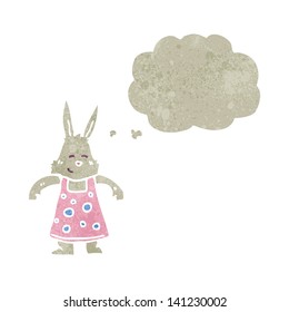 retro cartoon rabbit with thought bubble