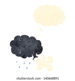 nube de lluvia de dibujos retro