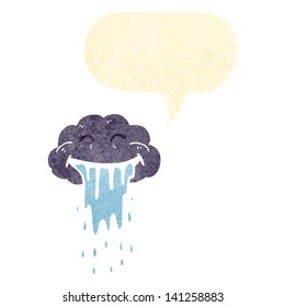 nube de lluvia de dibujos retro