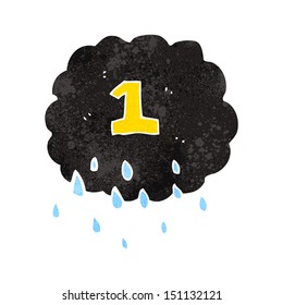 retro cartoon rain cloud with number one