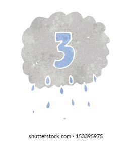 caricatura retro nube con número