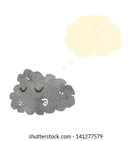 retro cartoon raincloud with thought bubble