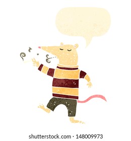 retro cartoon rat with speech bubble