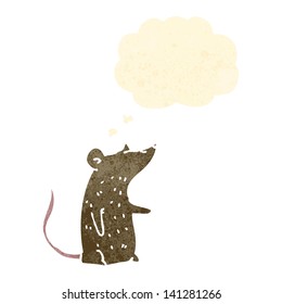 retro cartoon rat with thought bubble