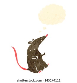 retro cartoon rat with thought bubble