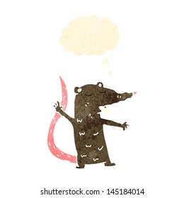 retro cartoon rat with thought bubble