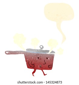 retro cartoon red hot saucepan