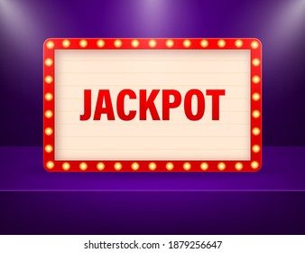 Retro Cartoon roter Jackpot-Konzept auf hellem Hintergrund. Vektorzeichen. Abstraktes Symbol. Geschäftskonzept. Werbebanner.