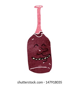retro cartoon red wine bottle