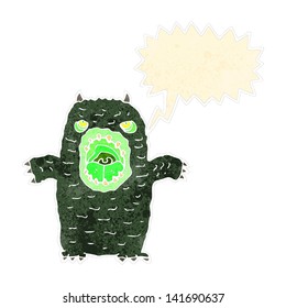 retro cartoon roaring monster