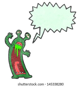 retro cartoon roaring monster