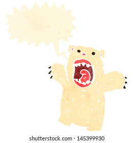 retro cartoon roaring polar bear