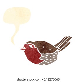 retro cartoon robin with speech bubble