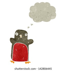 retro cartoon robin with thought bubble