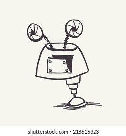 Retro Cartoon Robot, Eps 10 Vector Illustration